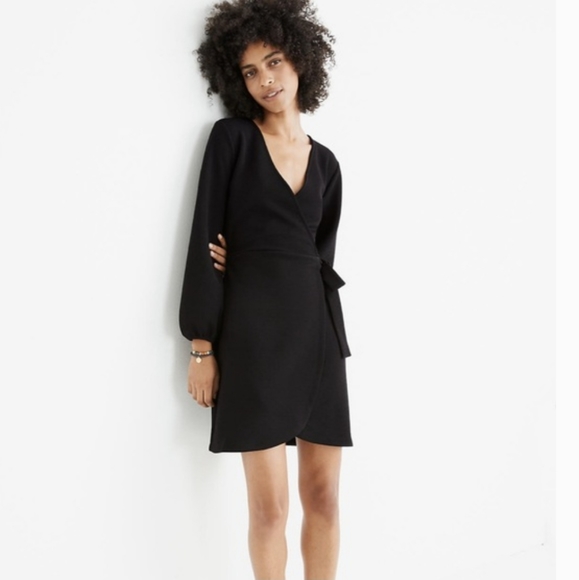 NEW Madewell Linen-Blend Balloon-Sleeve Wrap Dress - Picture 16 of 16